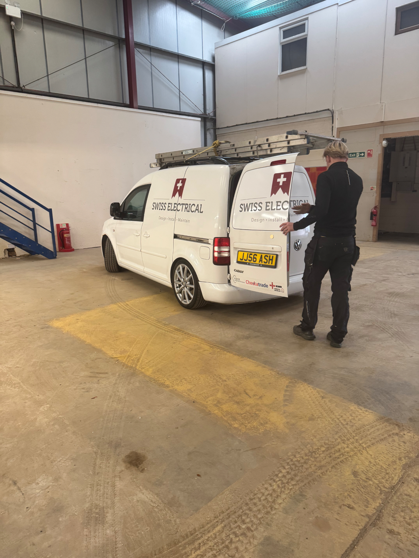 Swiss Electrical on the job — loading up for the site