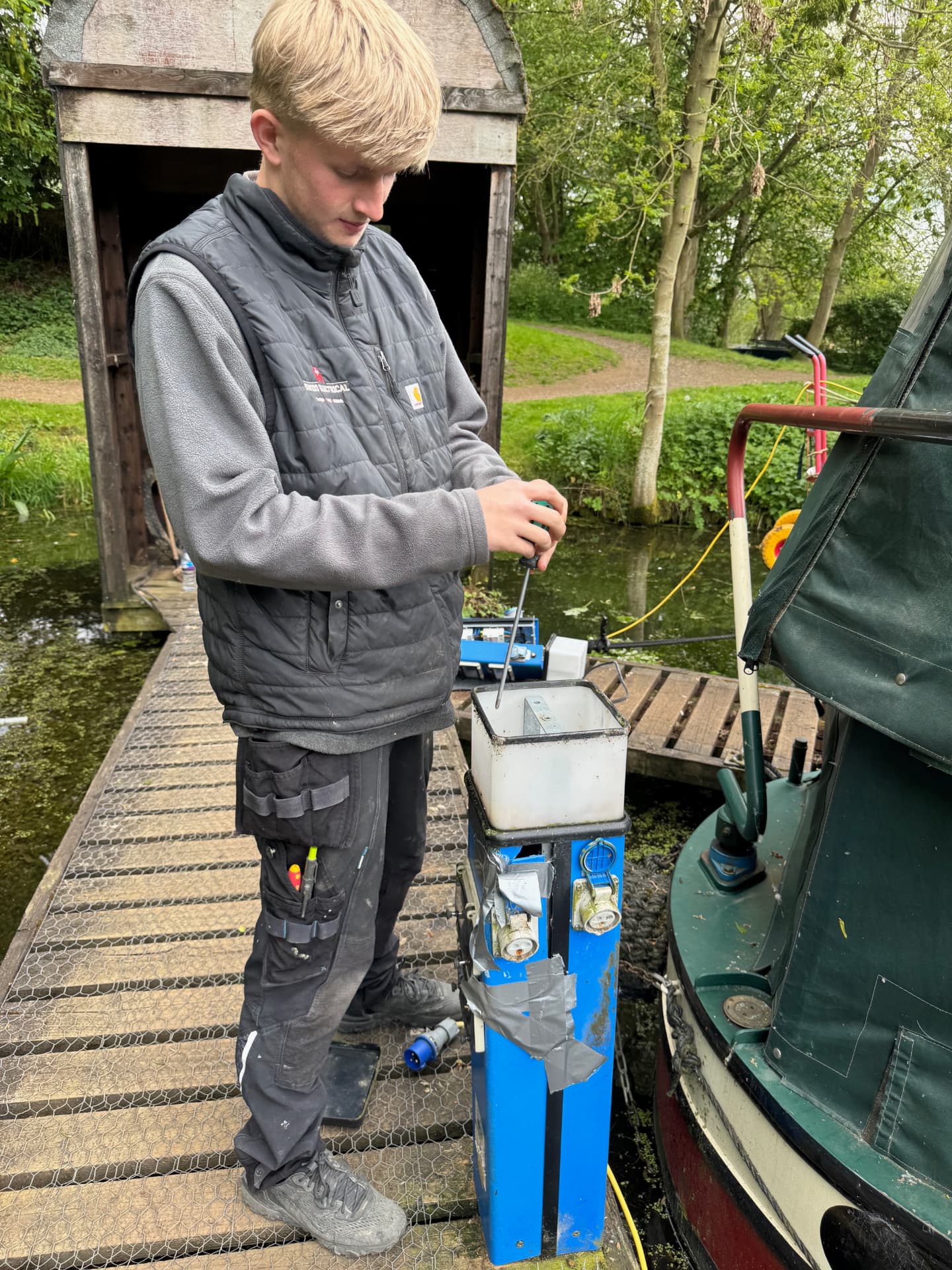 Swiss Electrical on the job — marina electrics