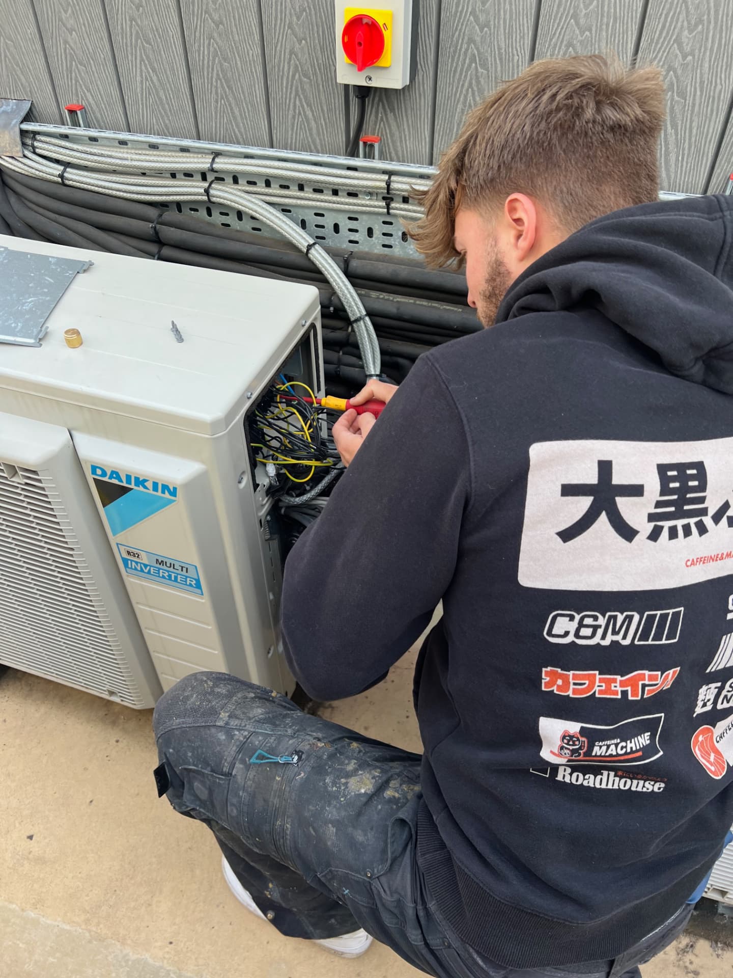 Swiss Electrical on the job — air-conditioning wiring