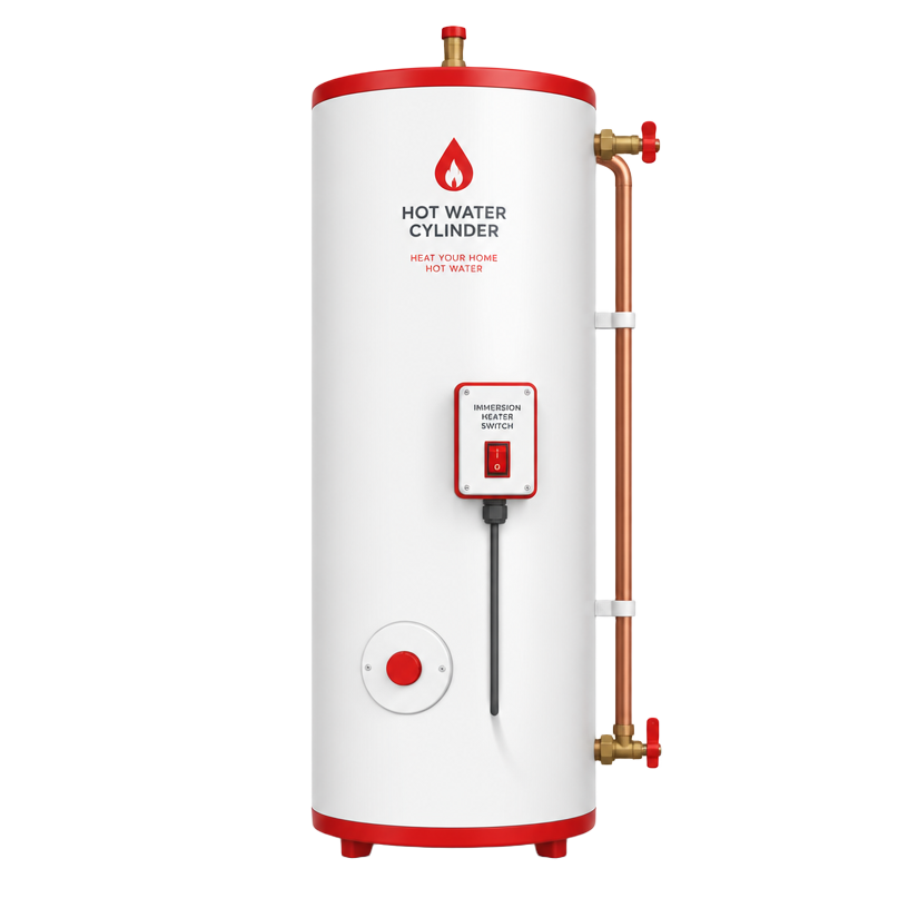 Hot-water cylinder with an immersion heater switch
